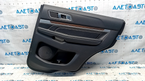 Door trim card rear right Ford Explorer 16-19 rest, black leather, black leather armrest, wood trim