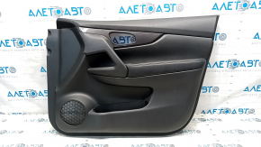 Door trim card front right Nissan Rogue 14-20 black, graphite insert plastic, armrest leather, scratches