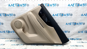 Door trim card rear right Nissan Rogue 14-20 beige with black insert plastic, molding graphite gloss, armrest leather