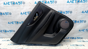 Door trim card rear left Nissan Rogue 14-20 black, graphite insert plastic, armrest leather