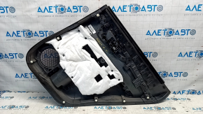 Door trim card rear left Nissan Rogue 14-20 black, graphite insert plastic, armrest leather