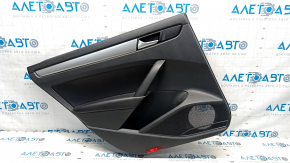 Door trim card rear left VW Passat b7 12-15 USA black with black insert plastic, armrest leather, molding gray gloss, crack in fastening