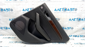 Door trim card rear right Audi Q5 8R 09-17 black plastic, insert black leather, armrest rubber, molding under wood gloss, crack in fastening
