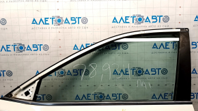 Door assembly front left Nissan Rogue 14-20 Keyless, white QAK, missing upper chrome molding, dented