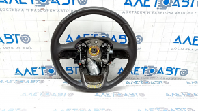Steering wheel bare Lincoln Nautilus 19-21 leather brown, for active steering, with motor and with overlay under the tree, pokes, scratches