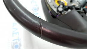 Steering wheel bare Lincoln Nautilus 19-21 leather brown, for active steering, with motor and with overlay under the tree, pokes, scratches