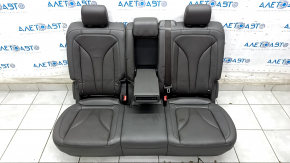 Rear row of seats 2 row Lincoln Nautilus 19-20 with heating, leather dark brown, broken cup holder, dented, needs cleaning, broken foam