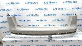 Bare rear bumper Lincoln Nautilus 19-23 for parking sensors, beige, torn, cracks, missing fragment, broken fasteners, scratches