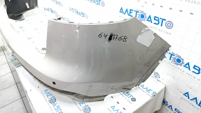 Bare rear bumper Lincoln Nautilus 19-23 for parking sensors, beige, torn, cracks, missing fragment, broken fasteners, scratches