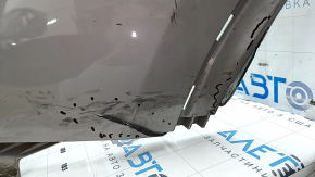 Bare rear bumper Lincoln Nautilus 19-23 for parking sensors, beige, torn, cracks, missing fragment, broken fasteners, scratches