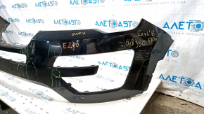 Front bumper upper part Ford Explorer 16-17 rest black, scratches, cracked, for parking sensors