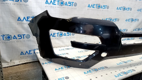 Front bumper upper part Ford Explorer 16-17 rest black, scratches, cracked, for parking sensors