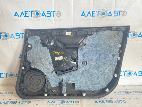 Door trim card front left Tesla Model S 12-15 pre-rest black, with gray insert, scuffs, bumps on chrome, needs cleaning