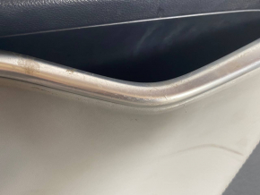 Door trim card front left Tesla Model S 12-15 pre-rest black, with gray insert, scuffs, bumps on chrome, needs cleaning