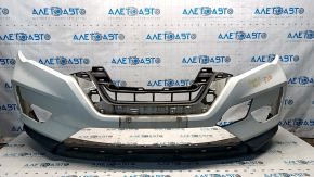 Bare front bumper Nissan Rogue 17 - white, cracked, broken fasteners,