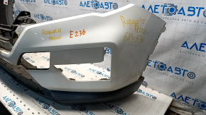 Bare front bumper Nissan Rogue 17 - white, cracked, broken fasteners,
