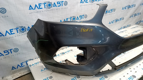 Front bumper bare Ford Escape MK3 17-19 rest, graphite, cracked, missing fragment, scratches, fastener defect