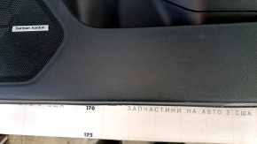 Door trim card front right Subaru Outback 15-19 black, leather, wood insert, Harman Kardon, scratches on wood, bumps, abrasions