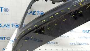 Front bumper bare Hyundai Sonata 18-19 black, torn, cracked, dented, scratches, broken fasteners