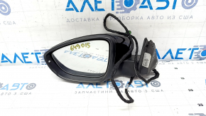 Side mirror left VW Passat b8 16-19 USA 5 pins, turn signal, black, dented, scratches, cracks in glass