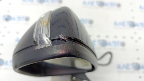 Side mirror left VW Passat b8 16-19 USA 5 pins, turn signal, black, dented, scratches, cracks in glass