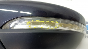 Side mirror left VW Passat b8 16-19 USA 5 pins, turn signal, black, dented, scratches, cracks in glass