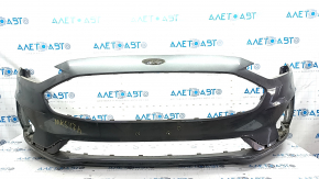 Front bumper bare Ford Fusion mk5 19-20 without parking sensors and towing hook, graphite, scratches, crack, non-standard holes