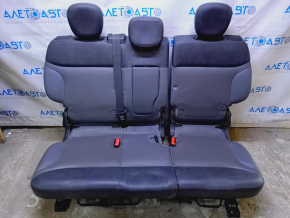 Rear row of seats 2nd row Fiat 500L 14 - leather, black and gray, dents, broken belt pad, abrasions on the belt, defective headrests, scratches on the side pads