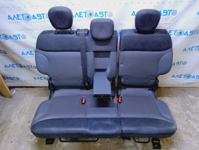 Rear row of seats 2nd row Fiat 500L 14 - leather, black and gray, dents, broken belt pad, abrasions on the belt, defective headrests, scratches on the side pads