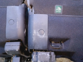 Rear row of seats 2nd row Fiat 500L 14 - leather, black and gray, dents, broken belt pad, abrasions on the belt, defective headrests, scratches on the side pads