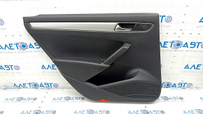 Door trim card rear left VW Passat b8 16-19 USA black with black insert plastic, armrest leather, molding gray gloss, scratches
