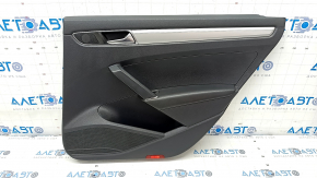 Door trim card rear right VW Passat b8 16-19 USA black with black insert plastic, armrest leather, molding gray gloss, scratch