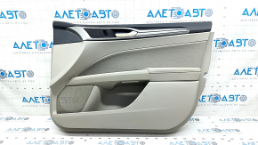 Door trim card front right Ford Fusion mk5 17-20 plastic gray, with gray insert leather, upper trim black