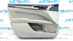 Door trim card front left Ford Fusion mk5 17-20 plastic gray, with gray insert leather, upper trim black, for cleaning
