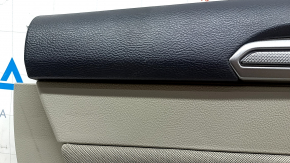 Door trim card rear left Ford Fusion mk5 17-20 plastic gray, with gray insert leather, upper trim black, needs cleaning, dented cloth, scratches
