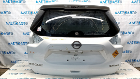 Bare tailgate with glass Nissan Rogue 14-20 white QAK, scratches on glass, rubbed