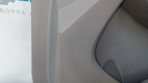 Door trim card front right Kia Optima 11-15 gray, with gray insert cloth, armrest leather, scratches, abrasions, dent, for dry cleaning, tear, cracked leather
