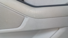 Door trim card front right Kia Optima 11-15 gray, with gray insert cloth, armrest leather, scratches, abrasions, dent, for dry cleaning, tear, cracked leather