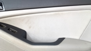 Door trim card front right Kia Optima 11-15 gray, with gray insert cloth, armrest leather, scratches, abrasions, dent, for dry cleaning, tear, cracked leather