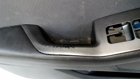 Door trim card front left Kia Optima 11-15 black, with gray insert cloth, armrest leather, scratches, abrasions, crack in fastening, missing fastening