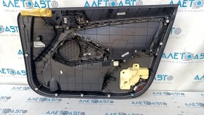 Door trim card front left Kia Optima 11-15 black, with gray insert cloth, armrest leather, scratches, abrasions, crack in fastening, missing fastening