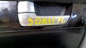 Door trim card front left Kia Sorento 10-15 black, leather armrest, backlight, wood insert, Infiniti, scratches, abrasions, chrome peeling on the handle