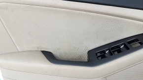 Door trim card front left Kia Optima 11-15 beige, with beige insert cloth, gray overlay, leather armrest, scuffs, scratches, for cleaning