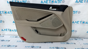 Door trim card front left Kia Optima 11-15 beige, with beige insert cloth, wood trim, Infinity, leather armrest, scratches, dents, for cleaning