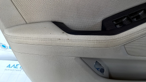 Door trim card front left Kia Optima 11-15 beige, with beige insert cloth, wood trim, Infinity, leather armrest, scratches, dents, for cleaning