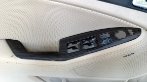 Door trim card front left Kia Optima 11-15 beige, with beige insert cloth, wood trim, Infinity, leather armrest, scratches, dents, for cleaning