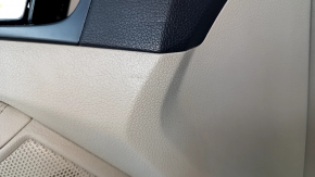 Door trim card front left Kia Optima 11-15 beige, with beige insert cloth, wood trim, Infinity, leather armrest, scratches, dents, for cleaning