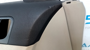 Door trim card front left Kia Optima 11-15 beige, with beige insert cloth, wood trim, Infinity, leather armrest, scratches, dents, for cleaning