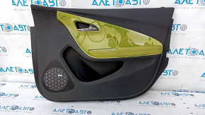 Door trim card front right Chevrolet Volt 11-15 black, with individual light green insert, BOSE, leather armrest, dent, scratches, abrasions, cracked insert