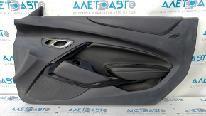 Door trim card front right Chevrolet Camaro 16- black, armrest leather, glossy trim, scratches, abrasions, missing fasteners